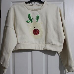 Peach Love California Cropped Reindeer Sweatshirt